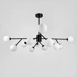 Потолочная люстра в черном корпусе на 12 белых плафонах Ø 100 см | Ст. AOC 19/12 BK G9 Line F