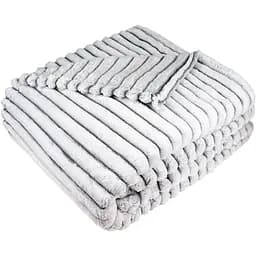 Плед Love You флісовий в смужку 220x200 см світло-сірий (8281)