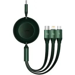 Кабель Baseus Bright Mirror 2 Series Retractable 3 in 1 Fast Charging Data Cable Type-C to M+L+C 100W 1.1 м зелений