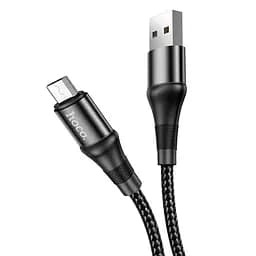 Кабель Hoco X50 USB to Micro 2.4A 1 м nylon aluminum connectors чорний - мініатюра 3