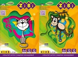 Набор цветного картона, 10 листов А4, 10 цветов ZB.1950 ZiBi (4823078946881)