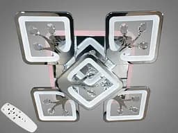 Декоративна світлодіодна люстра з пультом, підсвічуванням, 90 Вт, хром