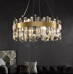 Підвісна кільцева люстра із кришталем у латунному корпусі Ø 80 см | Арт. MJ 210-800 AB | Line F