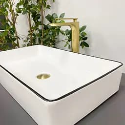Умивальник VBI Triest white black Edge накладний VBI-012710, Білий - мініатюра 5