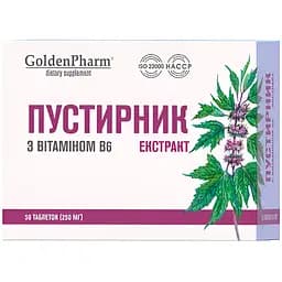 Пустырник экстракт Golden Pharm с витамином В6 50 таблеток