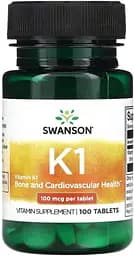 Вітаміни та мінерали Swanson Vitamin K1 100 mcg, 100 таблеток