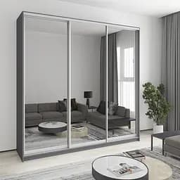 Шафа-купе тридверна MebelStar Уні AL 3 Дзеркала 240x45x240 см Антрацит (MBS-1986)