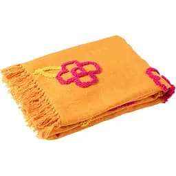 Плед J-Line з ручною вишивкою 130х180 см жовтий (51883)