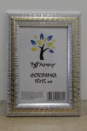 Фоторамка 10х15, срібна із золотою змійкою, 2416-120G, Скло + Картон