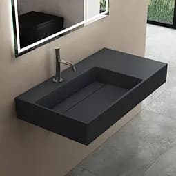 Умивальник Rea Archi 90 black matt накладний підвісний REA-U4304, Чорний матовий - мініатюра 2
