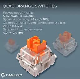 Клавиатура беспроводная игровая механическая GamePro MK-210-W Pro White-Black QLAB Orange Switches Hot-Swap - мініатюра 4