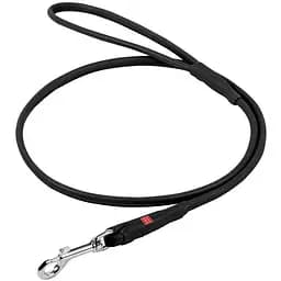 Повідець для собак Waudog Soft, шкіряний, круглий, 122х0,4 см, чорний