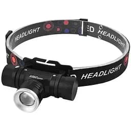 Налобный фонарь аккумуляторный WD RB-128 универсальный мощный яркий для рыбалки Zoom Черный