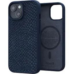 Чехол-накладка Njord Salmon Leather MagSafe Case Blue для iPhone 15 (NA51SL01)