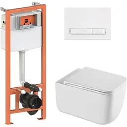 Набір Q-tap Nest 4 в 1 підвісний унітаз Gemini Ultra Quiet 530х365х373 + комплект інсталяції QT2533076EUQW46159