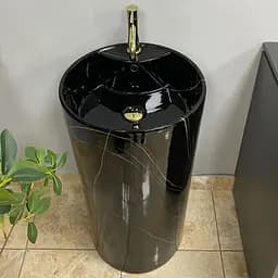 Умивальник підлоговий VBI Bolonia M black marble VBI-019026, Чорний матовий