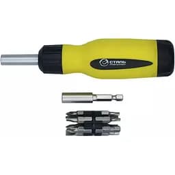 Викрутка Сталь з тріскачкою реверсивна з набором біт 12 в 1 (102721)