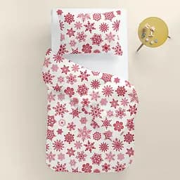 Дитяча постільна білизна фланель Cosas SNOWFLAKES CS2 110х140см (Flannel_SnowflakesRedWhite_01Snow_140) - мініатюра 2