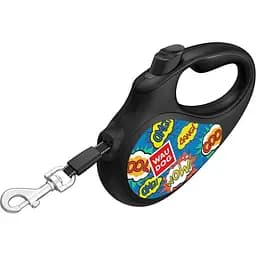 Повідець-рулетка для собак Waudog R-leash Вау, світловідбиваючий, L, до 50 кг, 5 м, чорний - мініатюра 2