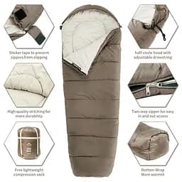 Спальник Naturehike MJ 600 (CNK2300SD014) -5°C з капюшоном - коричневий - мініатюра 3