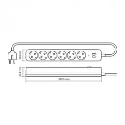 Мережевий подовжувач Videx Oncord з/з 6 п 3 м (3x1.5 мм) з кнопкою чорний (VF-PD63G-B) - мініатюра 9