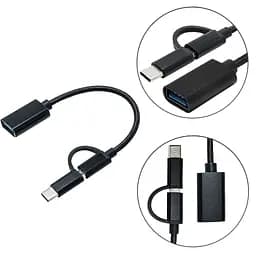 Перехідник OTG AC-150 2in1 USB 3.0 - MicroUSB USB Type-C Black XoKo (AC-150-BK) - мініатюра 4