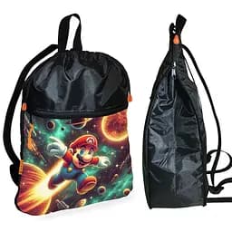 Рюкзак-мішок для взуття, спортивної форми Супер Маріо «Super Mario» дитяча сумка для змінки з розширювачем (01310)