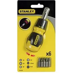Викрутка реверсивна Stanley Multibit Stubby насадки 6 шт. (0-66-358)