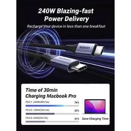 Дата кабель USB-C to USB-C 2.0m 240W space gray Ugreen (90440)