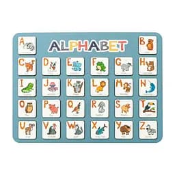 Дерев'яна абетка-вкладиш англійська "ALPHABET" Vladico 3240-03-002 синя 29х39 см