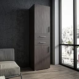 Шафа для одягу Flamecame вузька з поличками та 2 шухлядами з ДСП II FST-14 венге темний