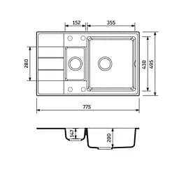 Кухонна мийка Adamant Anila Plus 775x495x200 mokko 100001410, Коричневий - мініатюра 2