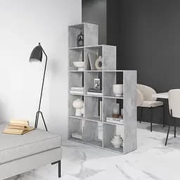 Книжкова полиця стелаж Vays M-6 Бетон на 12 комірок ЛДСП 108x29x178 см для дому офісу дитячої або вітальні