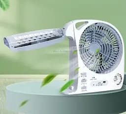 Вентилятор портативний (GD-8028/N283) 6в1 (8", LED лампа, радіо, сонячна панель, 2 швидкості, 10Вт, Bluetooth, USB, 3.2V/5500 мАг) - мініатюра 2