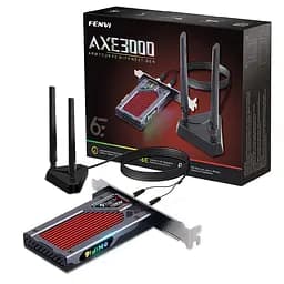 Мережева карта PCI-E x1, Fenvi FV-AXE3000RGB, WiFi 6E (до 2400 Mbps), Bluetooth 5.3, Intel AX210, RGB підсвічування, радіатор, 2 зовнішні антени, підставка - мініатюра 3