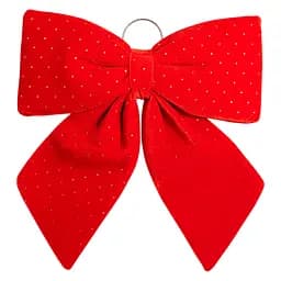 Новорічний оксамитовий бант прикраса Yiwu на ялинку та двері 45×50 см Червоний CR-2-6