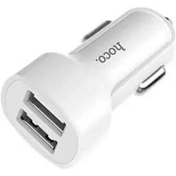 Автомобільний зарядний пристрій Hoco Z2A two-port car charger 2USB 2.4A Білий