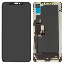 Дисплей для Apple iPhone 11, чорний, з рамкою, , із пластиками камери та давача наближення, із захисним екраном дисплея, (TFT), YOUDA