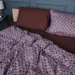 Підковдра MirSon Сатин 22-1385 Brown Geometry 220х240 см (2200010472769) - мініатюра 2