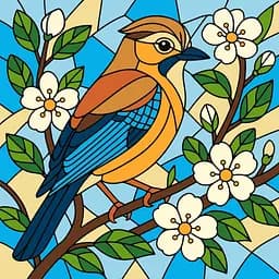 Картина за номерами "Вітраж. Сойка" ©art_selena_ua KHO6789, 30х30 см