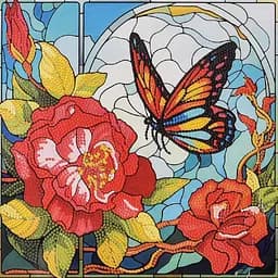 Алмазная мозаика Бабочка лета Strateg DEEX16304 неполная выкладка 30х30 см