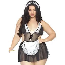 Эротический костюм Leg Avenue Roleplay Fantasy French Maid + 1X-2X Black/White One size