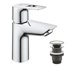 Змішувач для умивальника S-Size + натискний донний клапан Grohe BauLoop New 23878001 Хром