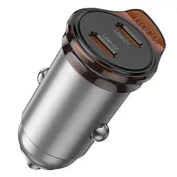 Автомобільний зарядний пристрій Hoco NZ16B 2 Type-C PD 45W metal grey - мініатюра 4