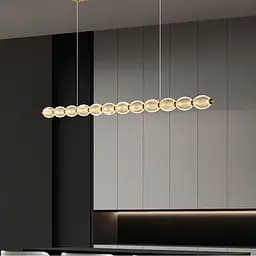 Led люстра з прозорими рельєфними кульками у латунному видовженому корпусі 120 см | Line F | Арт. MJ343-1200L AB