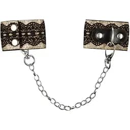 Наручники с блестками и цепью Obsessive A746, черно-золотые