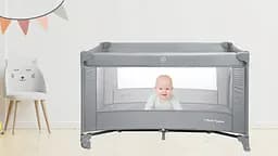 Дитяче складне ліжечко-манеж Moby-System Happy Traveller Basic з розкладним матрацом, сумкою, коліщатками та бічним виходом, 126 x 66 см - мініатюра 6
