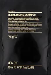 Себорегулювальний шампунь для жирної шкіри голови Previa E6.02 Rebalancing Shampoo 10 мл