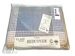 Покривало бавовняне Vladi 140х200 білий-пісок-сіро-блакитне (1151100)