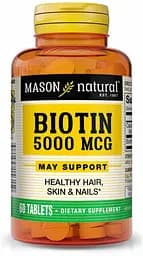 Вітаміни та мінерали Mason Natural Biotin 5,000 mcg, 60 таблеток
